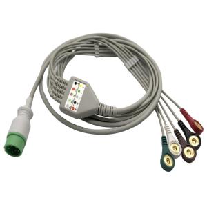 Wholesale Zoncare Hwatime 2.6mm 6pin 5 Lead ECG Cable With Leadwires Snap from china suppliers