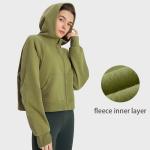Loose Horse Riding Tops Anti - Wrinkle Fleece Fitness Tops Jacket With Thumb