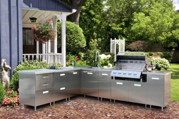 Fadior Original Stainless Steel Outdoor Cabinet With Built-In 5-Burner Gas BBQ