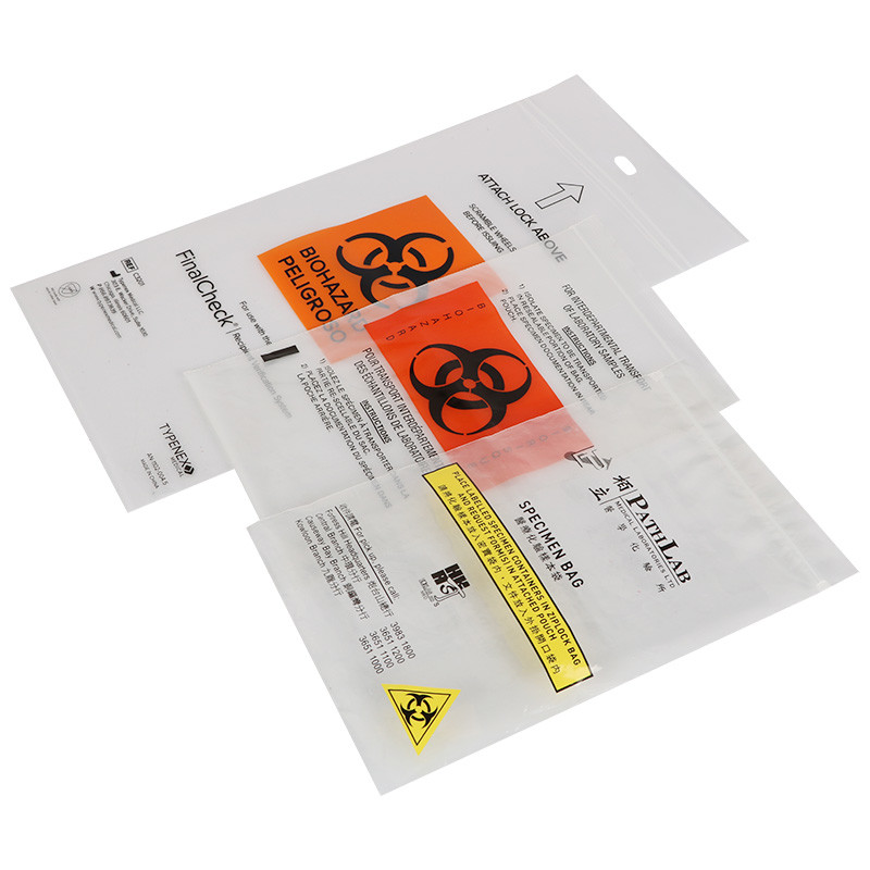 Transparent LDPE 95kpa Specimen Transport Bag Gravure Printing