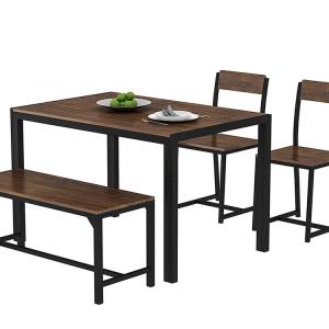 Wholesale Customized Wood Metal Dining Table With Bench And Chairs For Restaurant from china suppliers