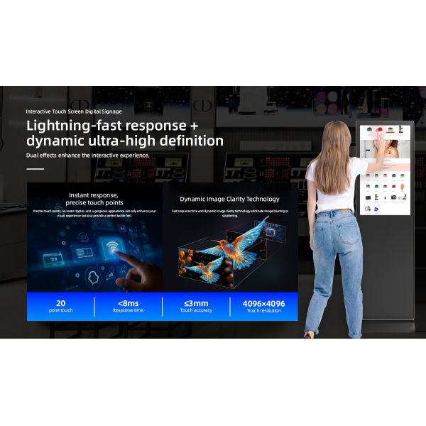 55 Inch Touch Screen Digital Signage Floor Standing Ultrathin LCD Display Panel Animation Support 4K UHD Android