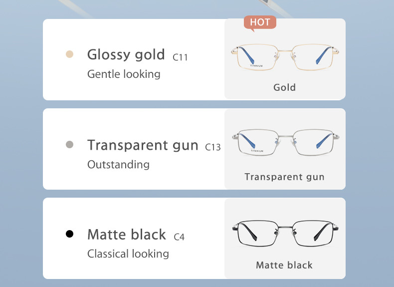 Unisex Square Titanium Eyeglass Frames Electroplated Classical