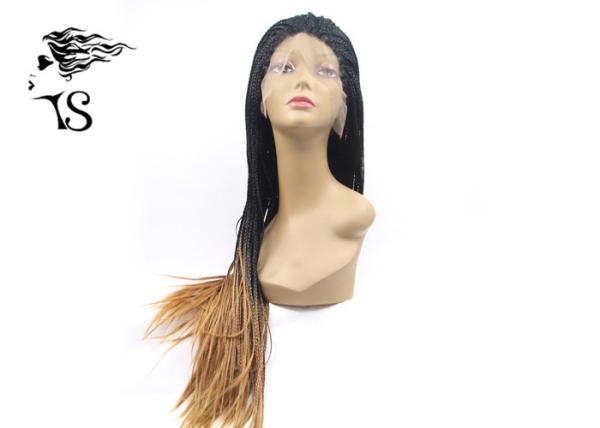Ginger Blonde Ombre Box Braids Synthetic Lace Front Wigs For African American