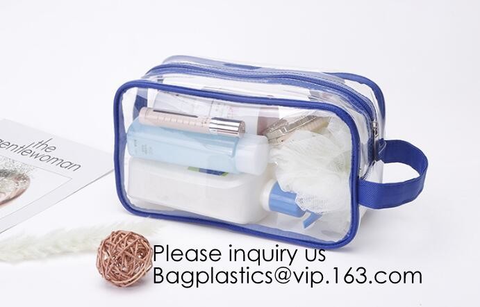 Modern Fashion Travel Portable Transparent PVC Customized Logo Cosmetic Pouch,PVC Cosmetic Pouch With red Zipper