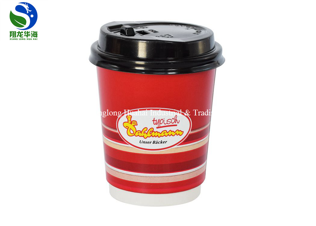 Printed PE Coated Double Wall Paper Cup , Disposable Paper Coffee Cup
