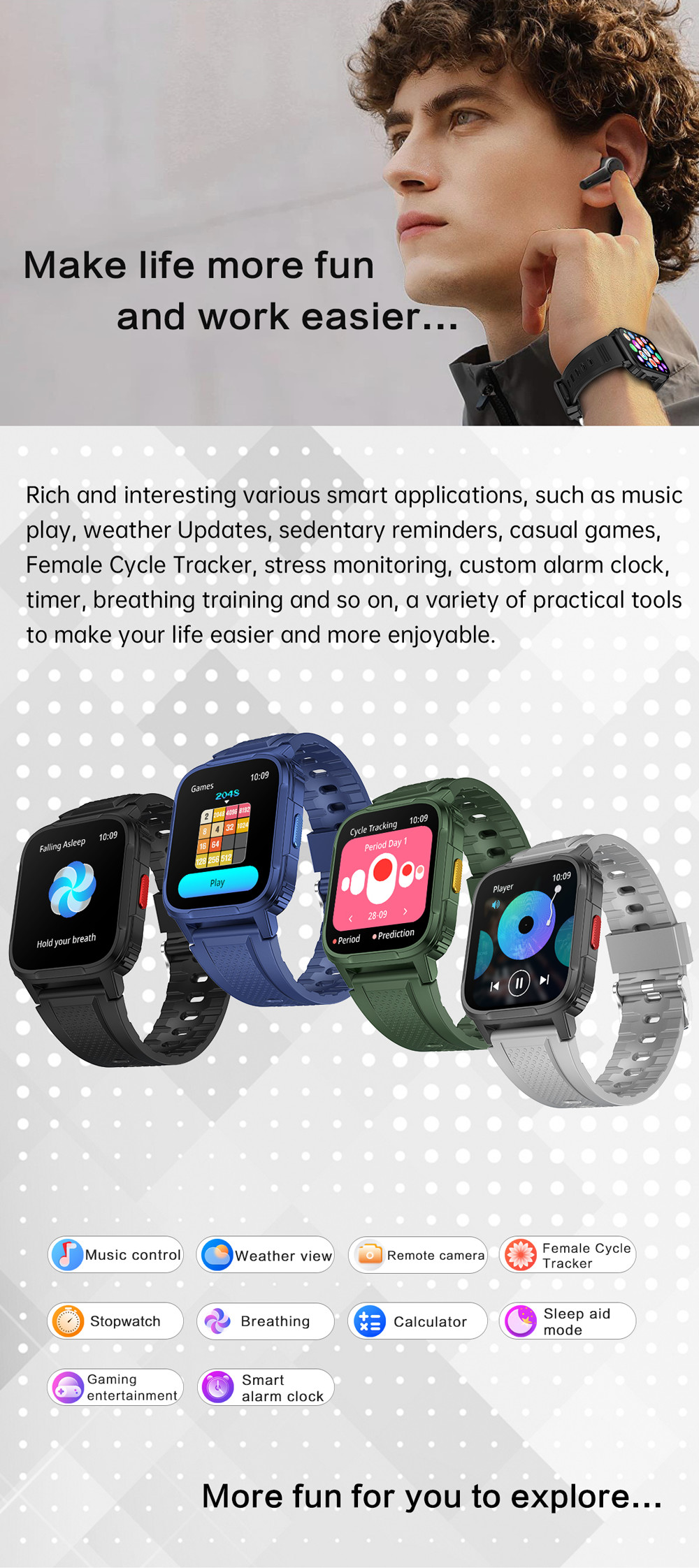 1.95 Inch IPS Screen Waterproof Smart Watch With High Definition Display