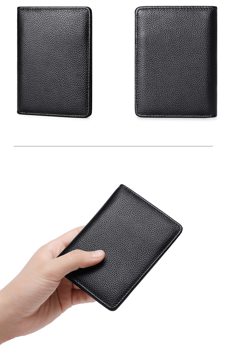 Multi-Slot Anti-Degaussing Card Holder for Men's Driver's License in Genuine Leather