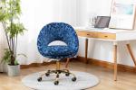 Golden Feet Base Tomile Blue Velvet Swivel Chair / Home Office Accent Chairs