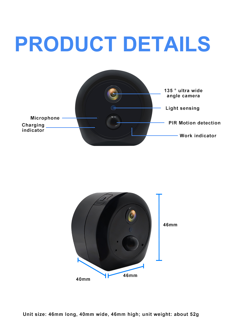 Vandal Proof Tuya App Camera IR 10M Full HD Smart Camera Black