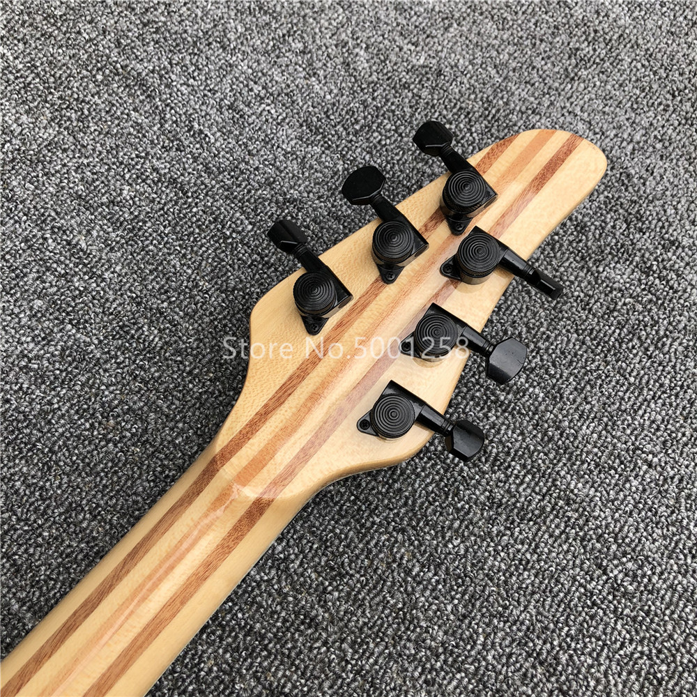 Light blue Quilted Flame Maple Mayones Electric Guitar,2019 New S logo Neck through body 6 Strings Guitar