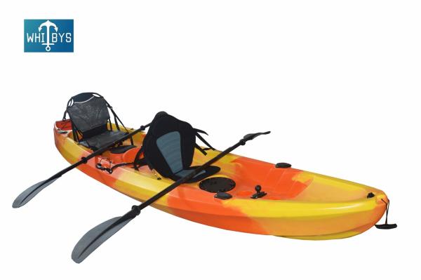 Plastic Tandem Kayak Double Sit On Top 2+1 Family Boat For Fishing 370*87*33cm