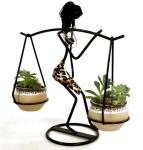 Creative African Girls Flowerpot Holder for Home Decoration