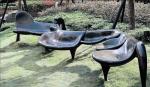 Contemporary Stainless Steel Sculpture Mirror Polished Metal Lawn Art Style