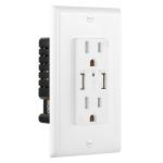 PC ABS Electrical USB Wall Outlet 15A 120V 5V DC For Hotel