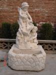 Lotus Flower Carved Pink Marble Stone Wall Water Fountain