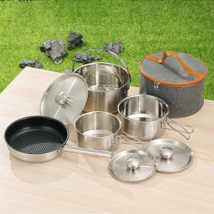 Wholesale Amazon TOP Seller 304 Stainless Steel Non Stick Fry Pan Outdoor Cooking Set Camping Cookware Set For Hiking from china suppliers