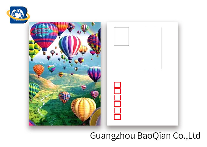 Coloful Hot Air Balloon 3D Lenticular Postcards PET / PP Similar To Holograms