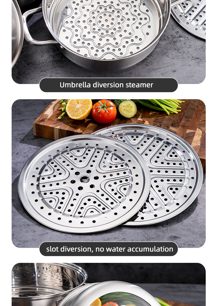 New Product 304 Stainless Steel Steamer Pot Soup Set Stainless Steel Cooker Cooking Soup Pot Steamer Pot