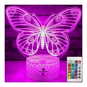 Wholesale Acrylic 3W 3D Illusion Night Light Lamp Butterfly Shape For Girls from china suppliers