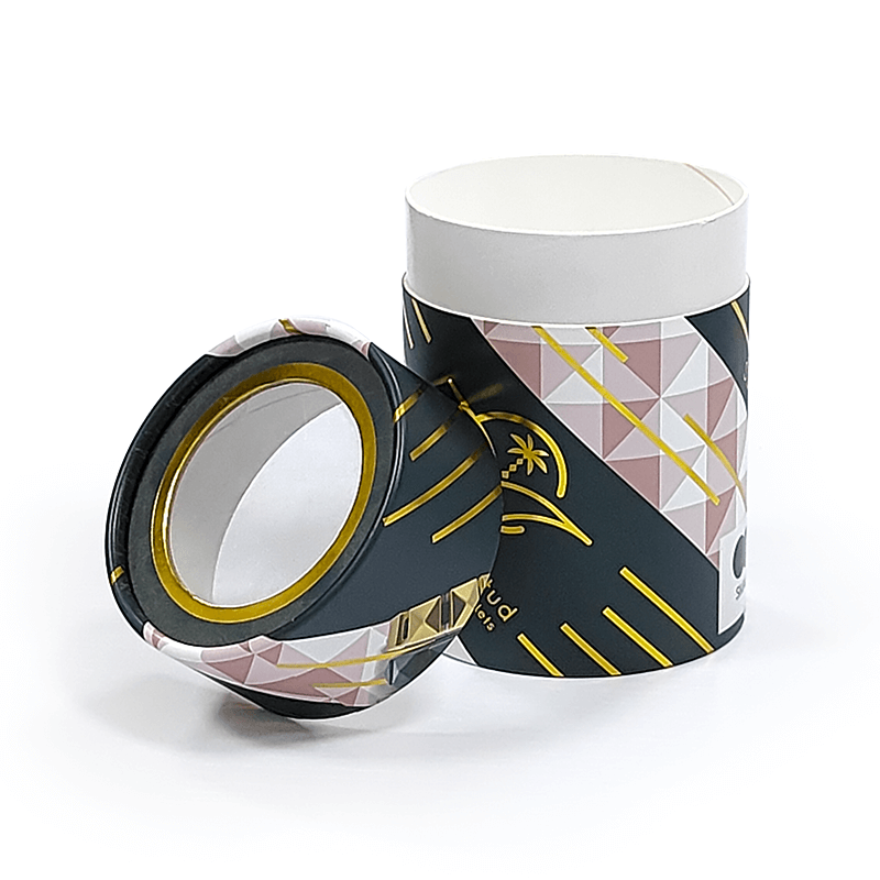 Recyclable And Stylish Paper Tube Gift Box Hot Stamping With Stickers Custom Logo