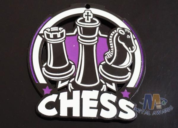 2D / 3D Design Glow In The Dark Chess Medals Participation Medals Spray Black