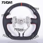 Modern Black Leather Carbon Fiber Toyota Steering Wheel Lightweight Flat Bottom