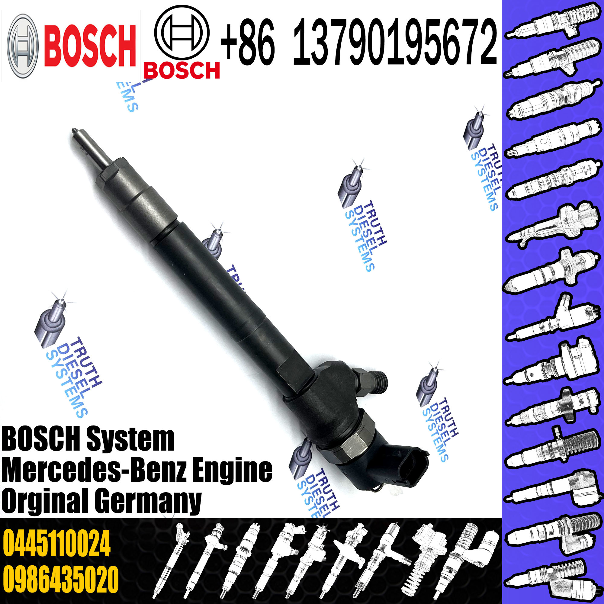 0445 110 024 original fuel injector 0 445 110 024 auto part diesel injector MB 6110700587 0445110024 for Sprinter Vito