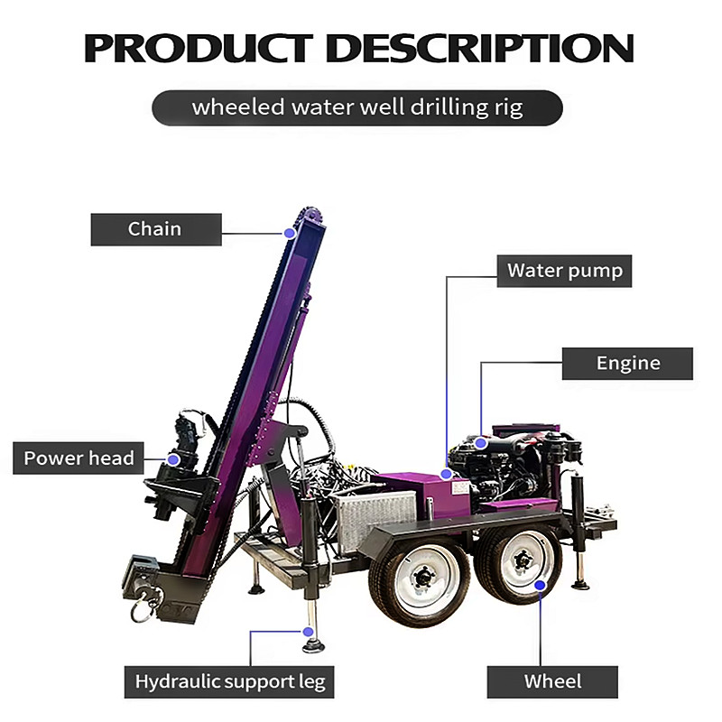 Water Well Drill Rig Depth 300m Water Drilling Equipment Trailer Mounted Water Well Drilling Rigs for sale