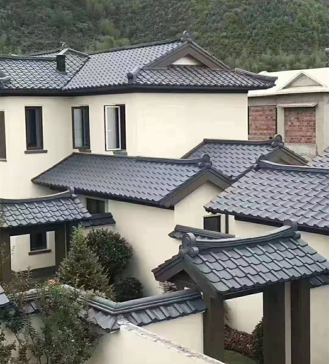 10mm Thick Japanese Roof Tiles Temple Matt Unglazed Traditional