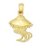 10k Two Tone Gold Dolphin Pendant, Spirit Animal Jewelry, Sea Life Gifts for Her