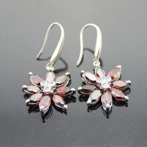 Wholesale Sterling Silver Garnet Cubic Zircon Dangle Earrings(FP022E) from china suppliers