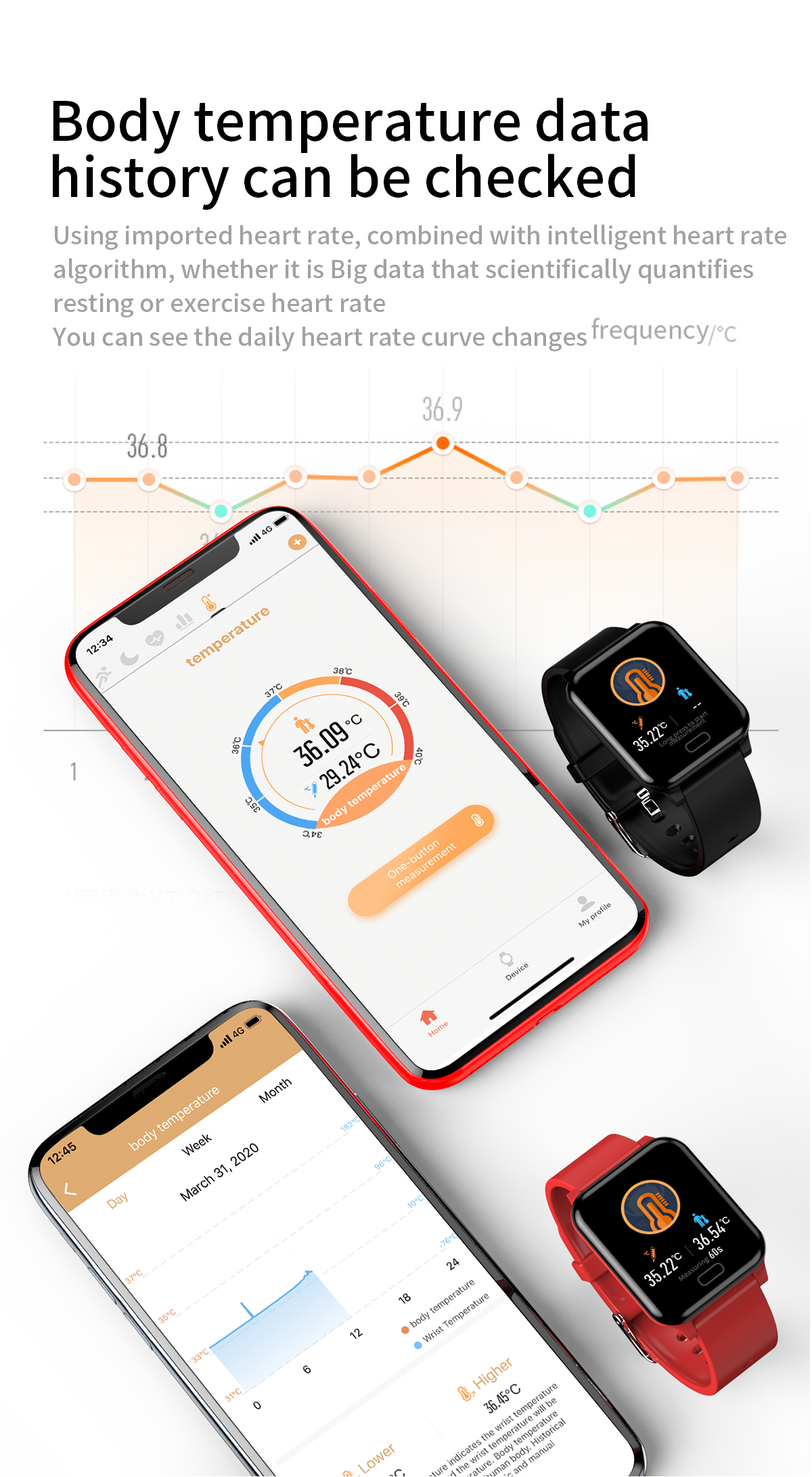 On sales for theBody temperature monitoring smart exercise bracelet /sport watch digital