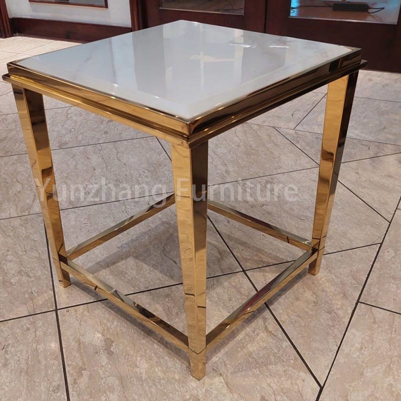 SS 201 Base Luxury End Table Marble Patterned Tabletop Living Room Furniture Sofa Table