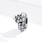 White Cubic Zircon Footprint Shape Beads Charm For Women 925 Sterling Silver
