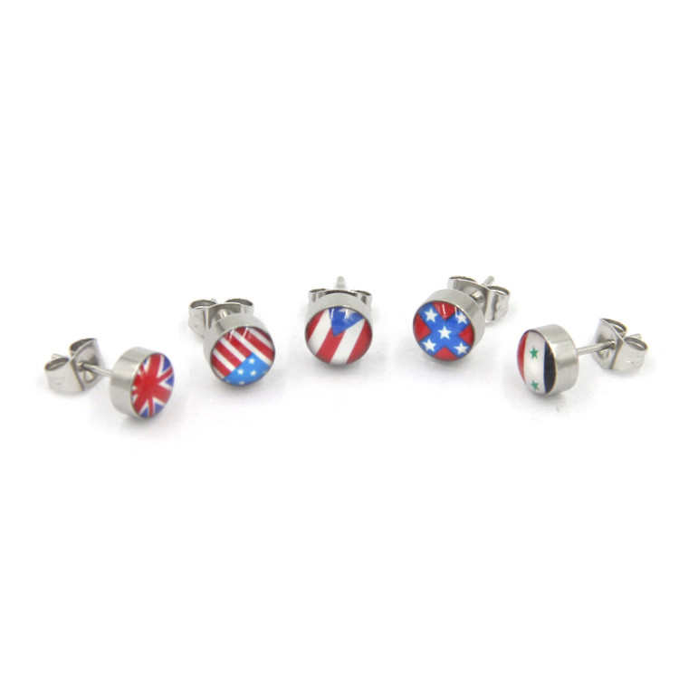 Body Piercing Jewelry Petrol Dripping Stainless Steel Stud Flag Earrings