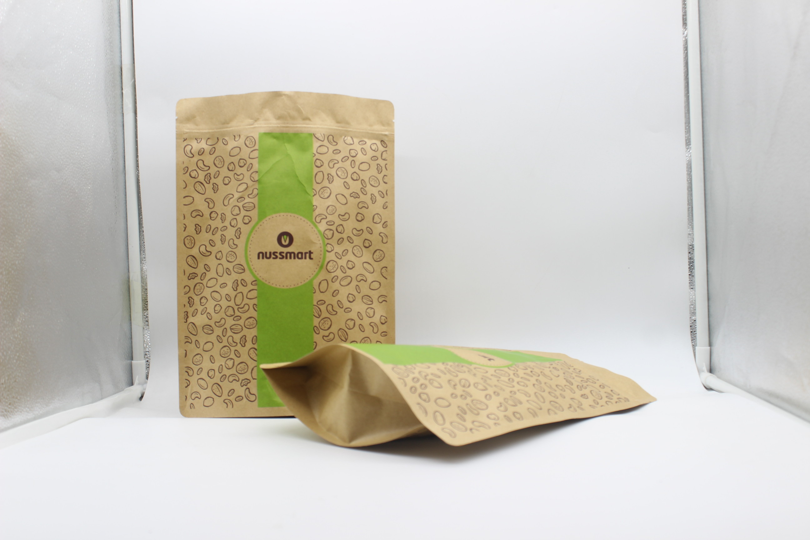 ziplockk Kraft Paper Stand Up Pouch Recyclable Biodegradable For Coffee Tea