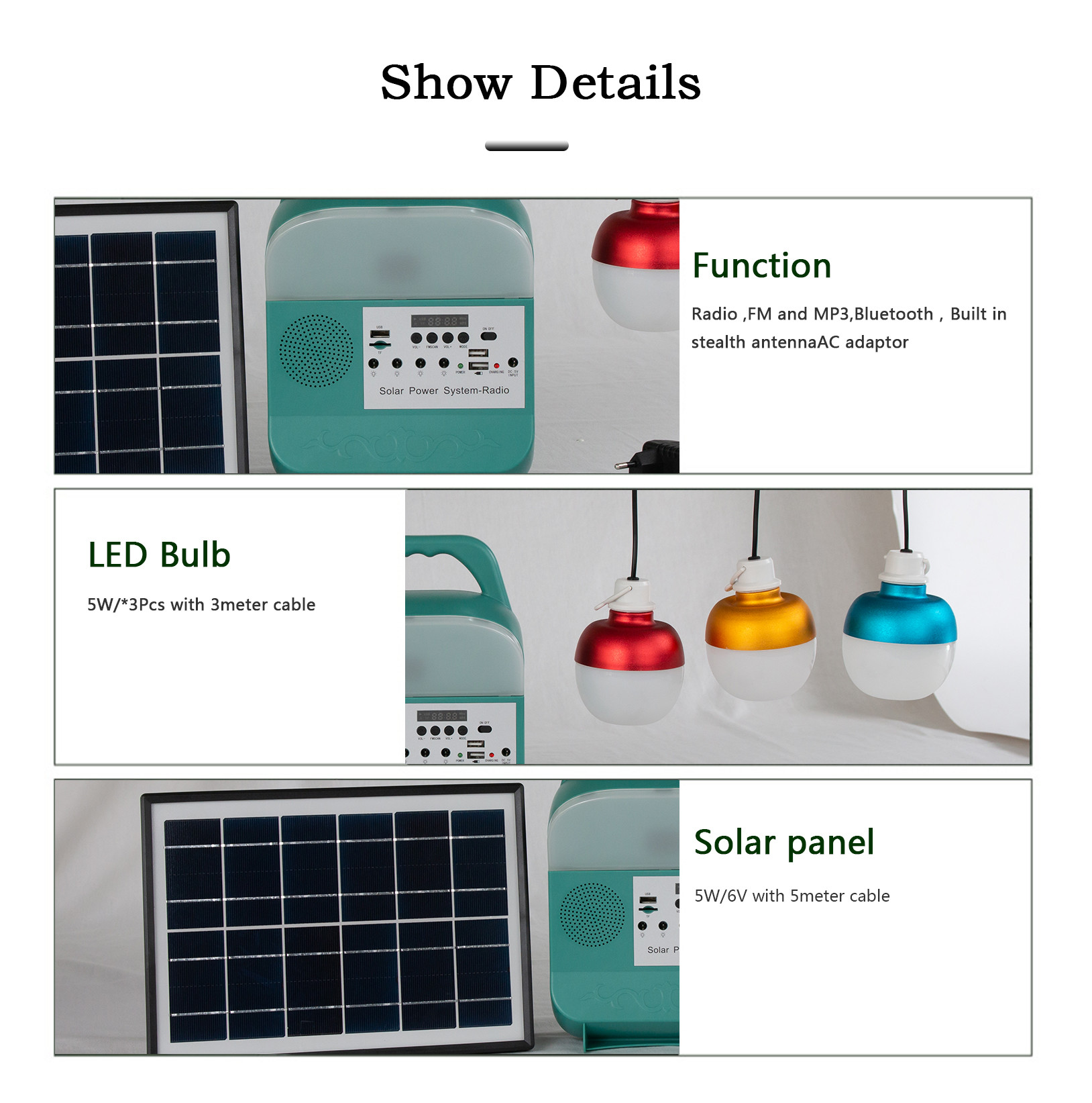Solar Camping Household Charging Emergency Light With Radio