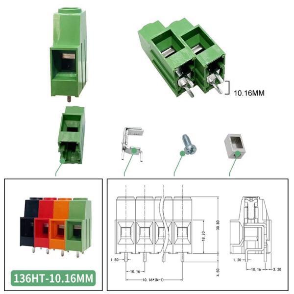 10.16mm Pitch 1000V 65A PCB Screw Terminal Blocks Connector Jointable