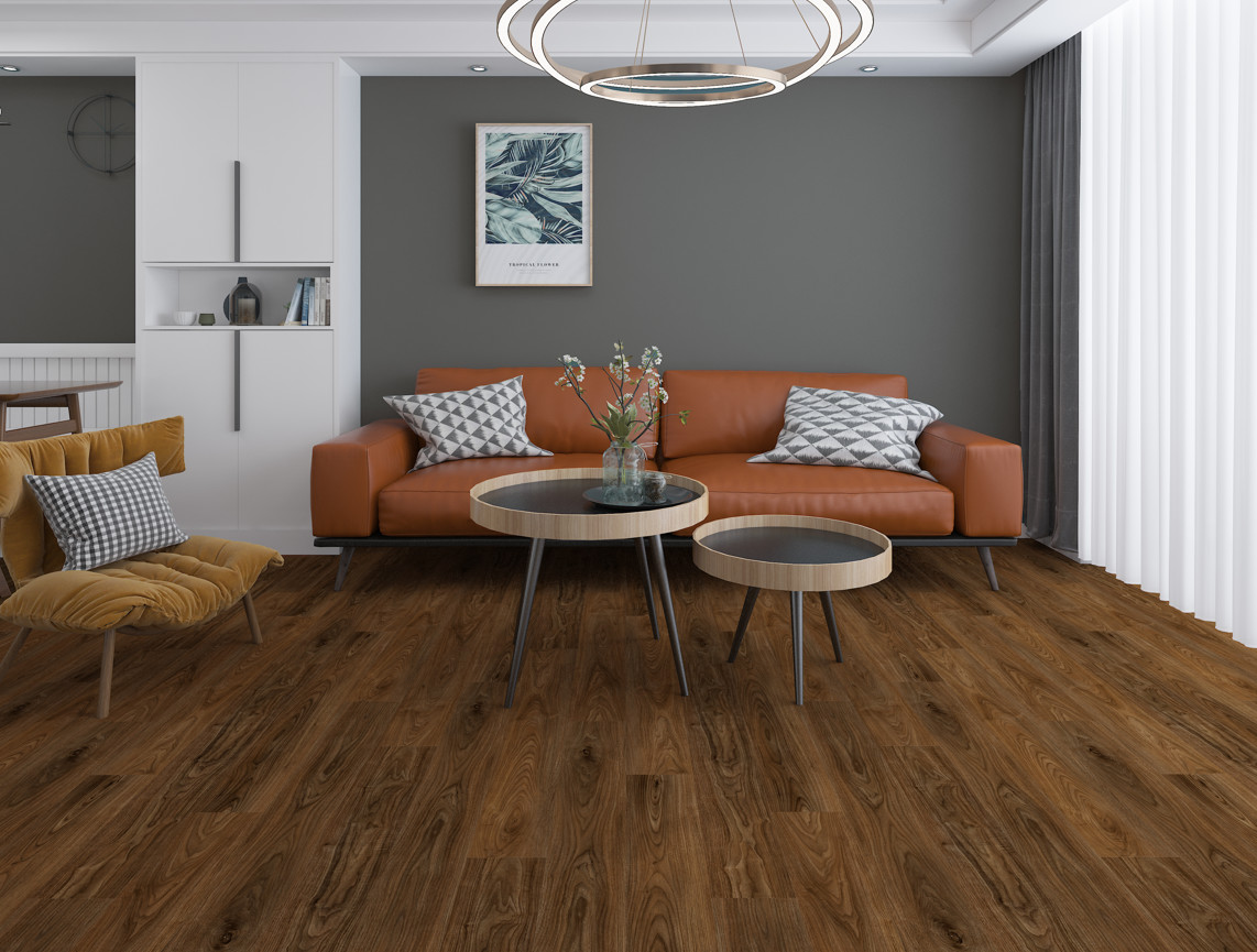 Brown Walnut Stone Composite Waterproof SPC 5mm Click GKBM FT-W29104-9