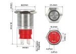 19mm 20A Marine Push Button Switch 12v 24v 316L Material 1NO