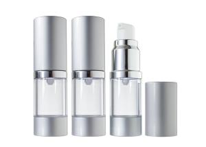 Wholesale Silver Color Airless Cosmetic Bottles Customized 15ml - 30ml Easy To Carry from china suppliers