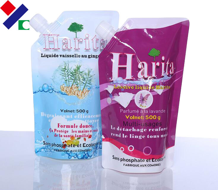 Doypack Standing Washing Powder Packaging Bag / 80 mic Liquid Detergent Pouch