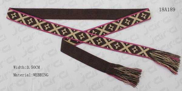 Mixed Colors Woven Tape Womens Fashion Belts For Dresses With Tassel In Two