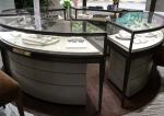 Bronze Stainless Steel Jewelry Store Showcases Arc Shape With Bottom Cabinet