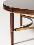 Walnut veneer top with brass metal tube round side table/end table/coffee table