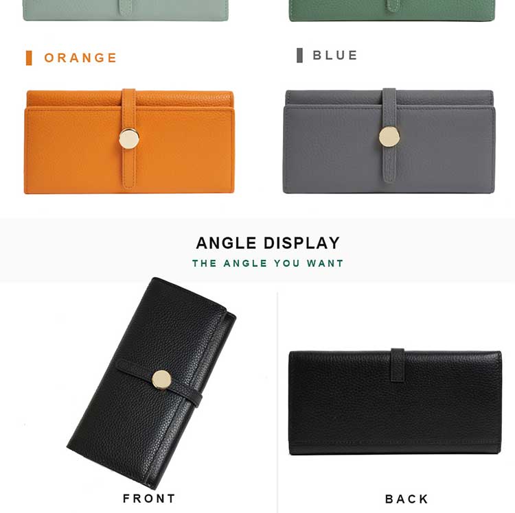 Minibook Genuine Leather Ladies Long Wallet with Custom Logo Zipper and Card Holder