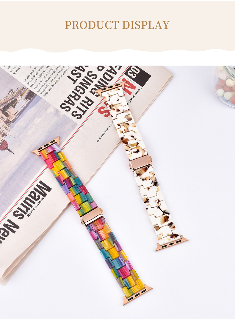 Easy Release Dazzle Color Resin Watch Strap 38mm 42mm