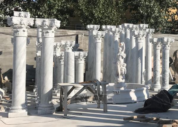 BLVE White Marble Roman Columns Natural Stone Greek Column Building Pillar Out