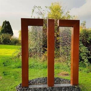 Wholesale Contemporary Double L Corten Steel Garden Water Features Rain Curtain from china suppliers